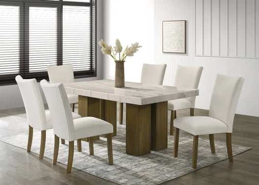 Capri10 - (GENUINE MARBLE) Table & 6-Chairs