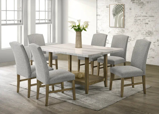 Lola10 - (GENUINE MARBLE) Table & 6-Chairs