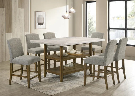 Lola20 - (GENUINE MARBLE) Table & 6-Chairs
