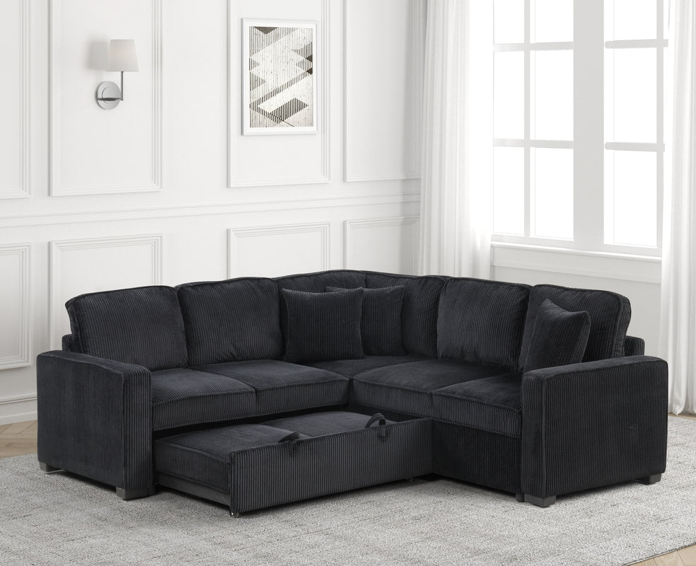 Ariel Black Sectional With Pull-Out Bed *NEW ARRIVAL*