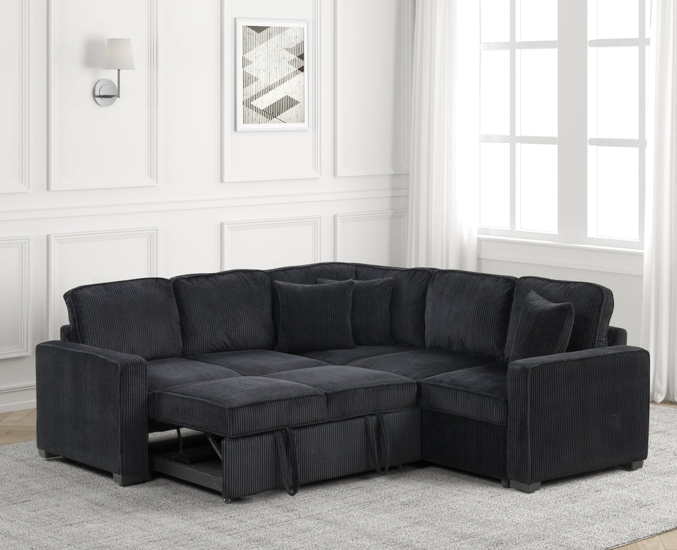 Ariel Black Sectional With Pull-Out Bed *NEW ARRIVAL*