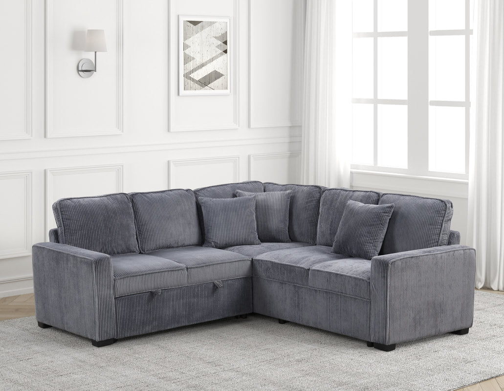 Ariel Charcoal Sectional With Pull-Out Bed *NEW ARRIVAL*