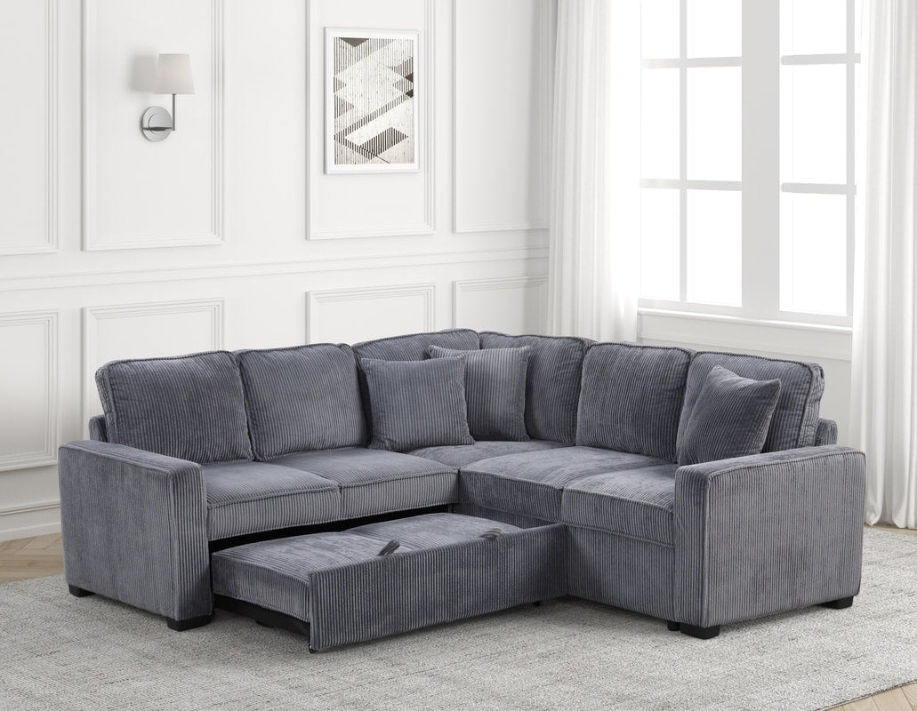 Ariel Charcoal Sectional With Pull-Out Bed *NEW ARRIVAL*