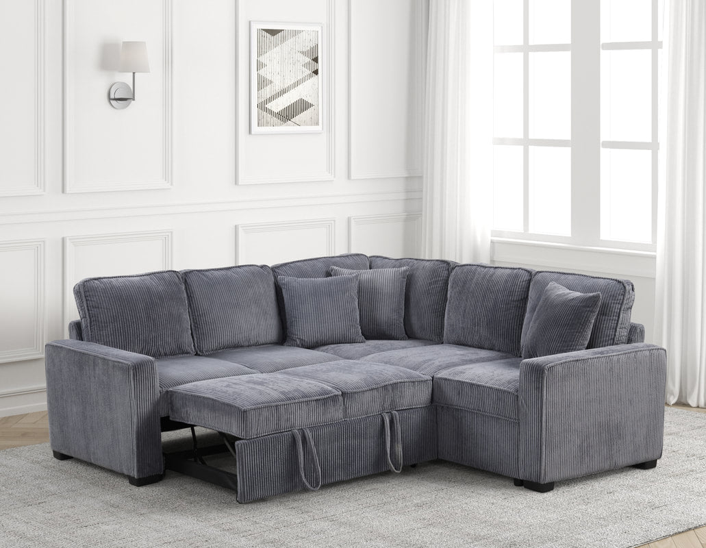 Ariel Charcoal Sectional With Pull-Out Bed *NEW ARRIVAL*
