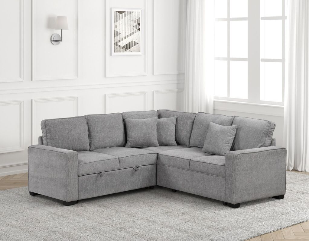 Ariel Gray Sectional With Pull-Out Bed *NEW ARRIVAL*