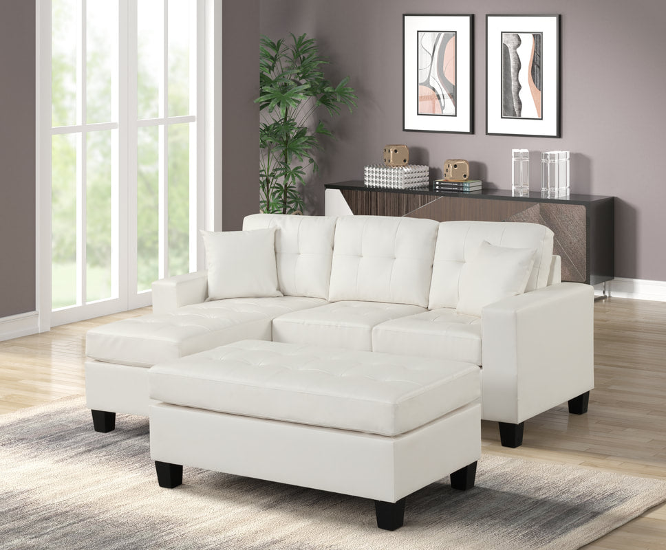 Naomi Grey Linen - Reversible Sectional & Ottoman
