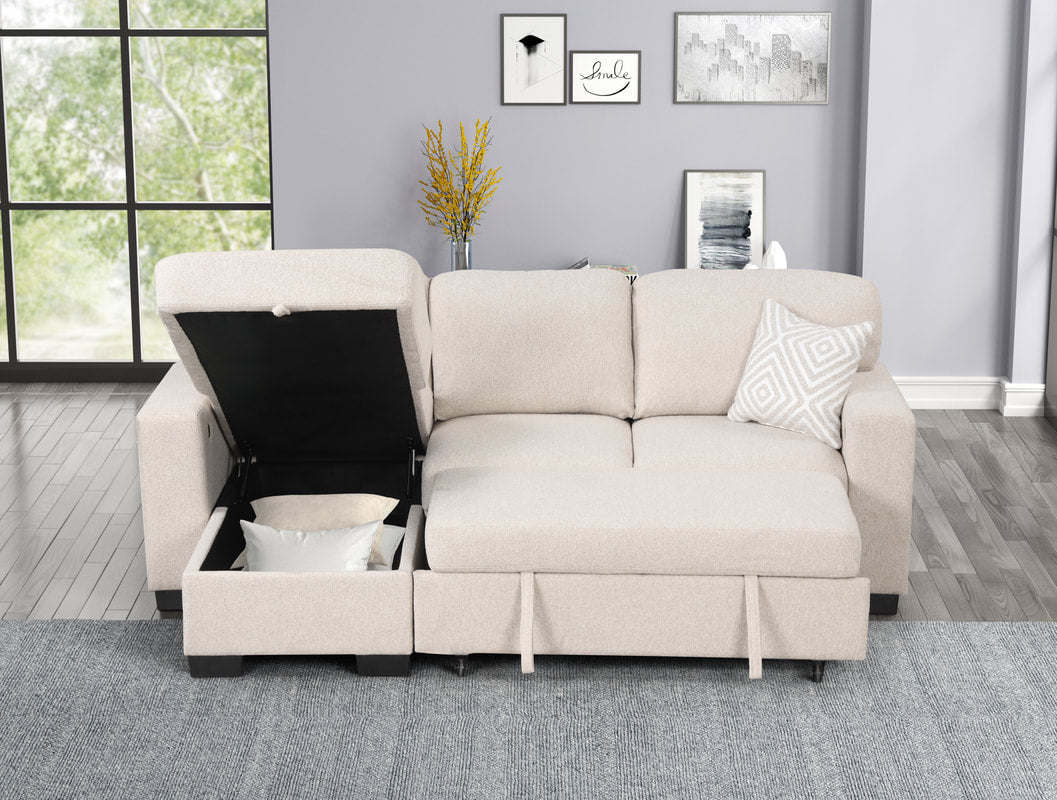 Pacific Beige Reversible Sectional With Pull-Out Bed *NEW ARRIVAL*