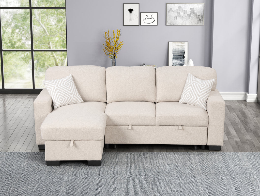Pacific Beige Reversible Sectional With Pull-Out Bed *NEW ARRIVAL*