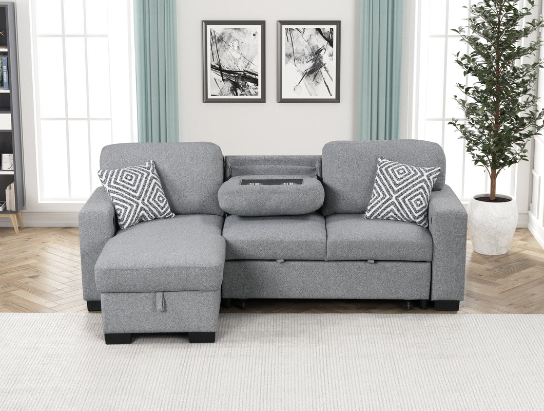 Pacific Gray Reversible Sectional With Pull-Out Bed *NEW ARRIVAL*