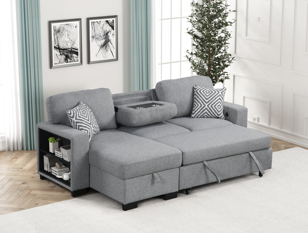 Pacific Gray Reversible Sectional With Pull-Out Bed *NEW ARRIVAL*