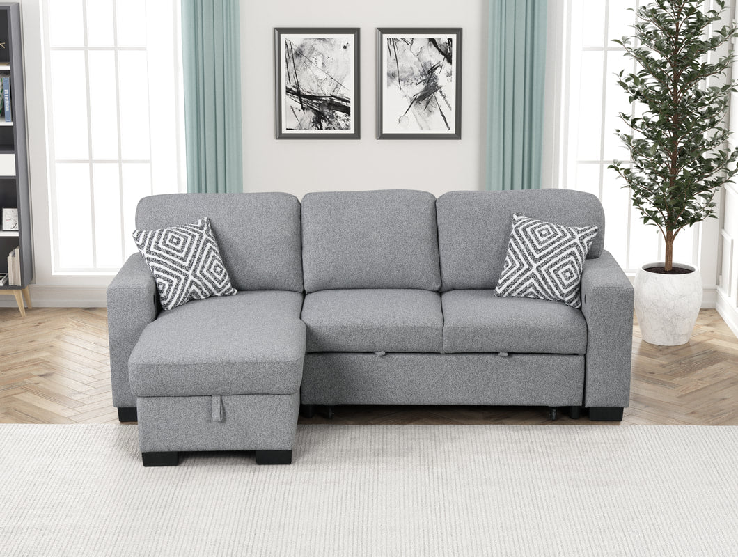 Pacific Gray Reversible Sectional With Pull-Out Bed *NEW ARRIVAL*