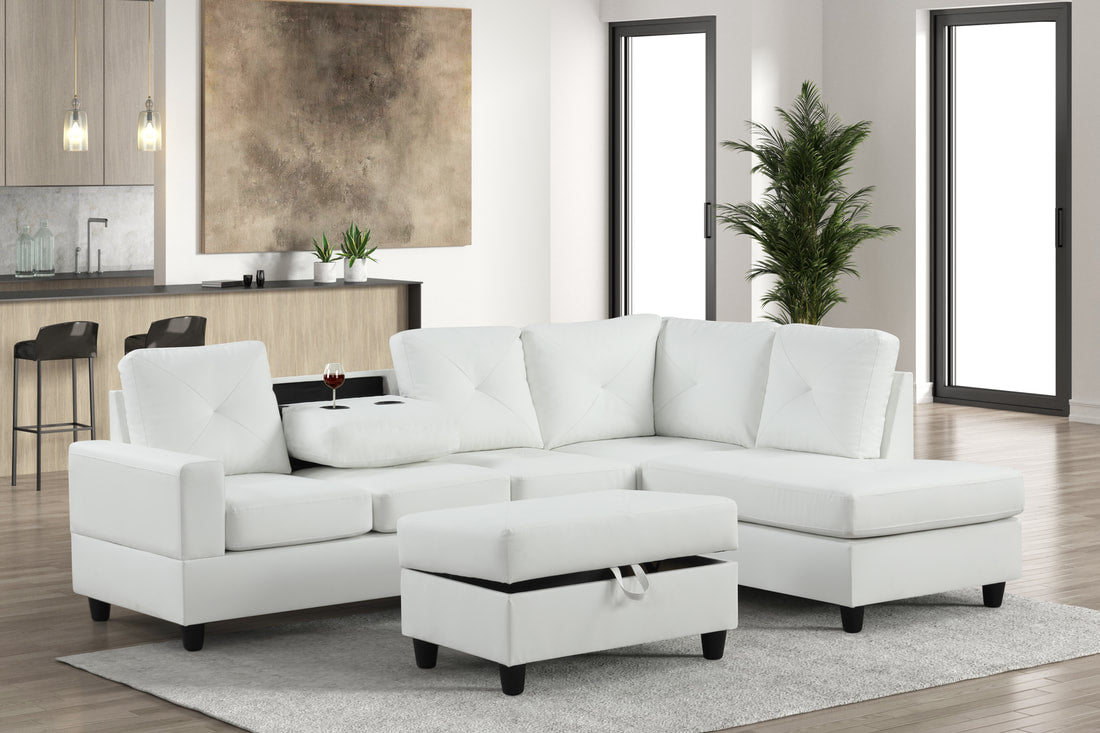Rocket White PU Reversible Sectional **NEW ARRIVAL**