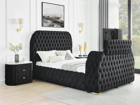 5115BK NATALIA BED W/FIREPLACE,TV LIFT BK