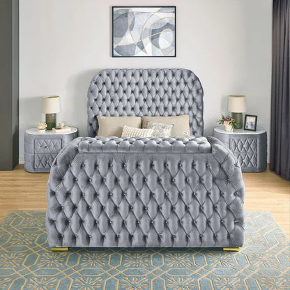 5115GY NATALIA BED W/FIREPLACE,TV LIFT GY