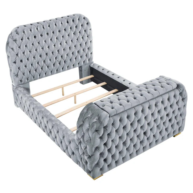 5115GY NATALIA BED W/FIREPLACE,TV LIFT GY