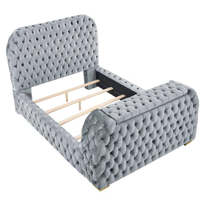 5115GY NATALIA BED W/FIREPLACE,TV LIFT GY