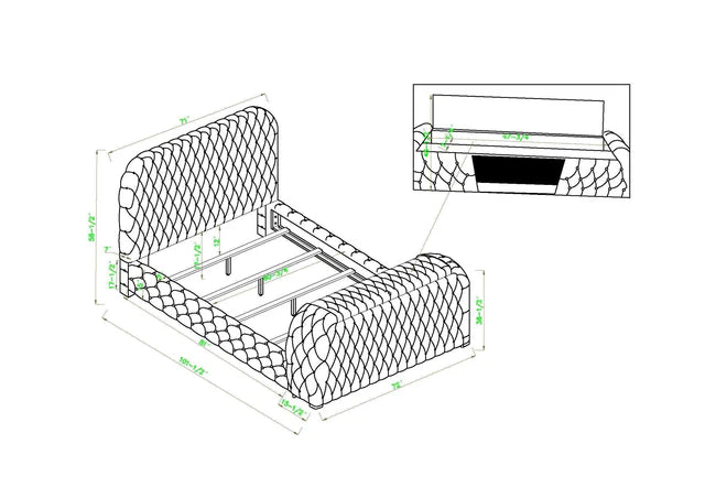 5115GY NATALIA BED W/FIREPLACE,TV LIFT GY