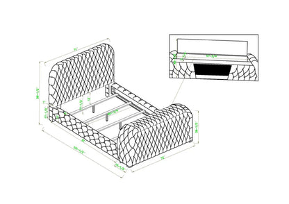 5115GY NATALIA BED W/FIREPLACE,TV LIFT GY