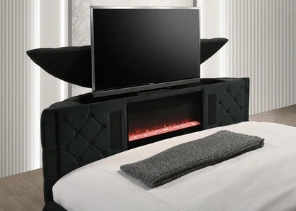 5212BK VOLTARE FIREPLACE/TV LIFT BED BLACK