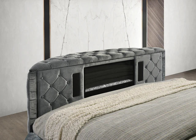 5212GY VOLTARE FIREPLACE/TV LIFT BED GREY