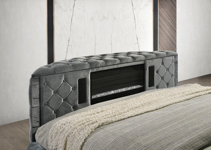 5212GY VOLTARE FIREPLACE/TV LIFT BED GREY