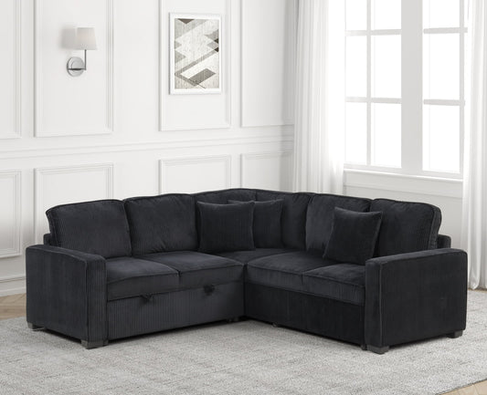 Ariel Black Sectional With Pull-Out Bed *NEW ARRIVAL*