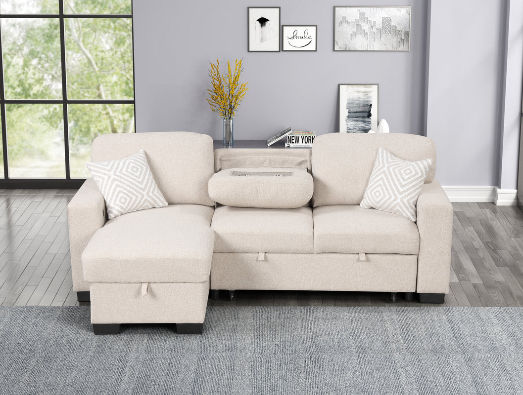 Pacific Beige Reversible Sectional With Pull-Out Bed *NEW ARRIVAL*
