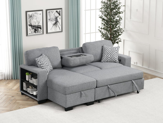 Pacific Gray Reversible Sectional With Pull-Out Bed *NEW ARRIVAL*