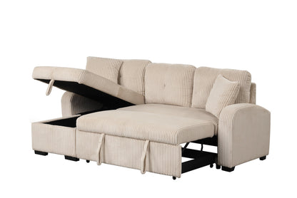 Silvia Beige - Reversible Sectional With Pull-Out Bed *NEW ARRIVAL*