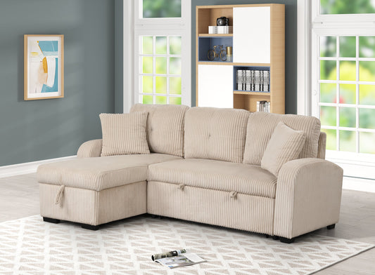 Silvia Beige - Reversible Sectional With Pull-Out Bed *NEW ARRIVAL*