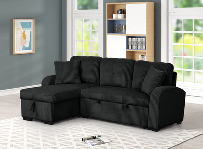 Silvia Black - Reversible Sectional With Pull-Out Bed *NEW ARRIVAL*
