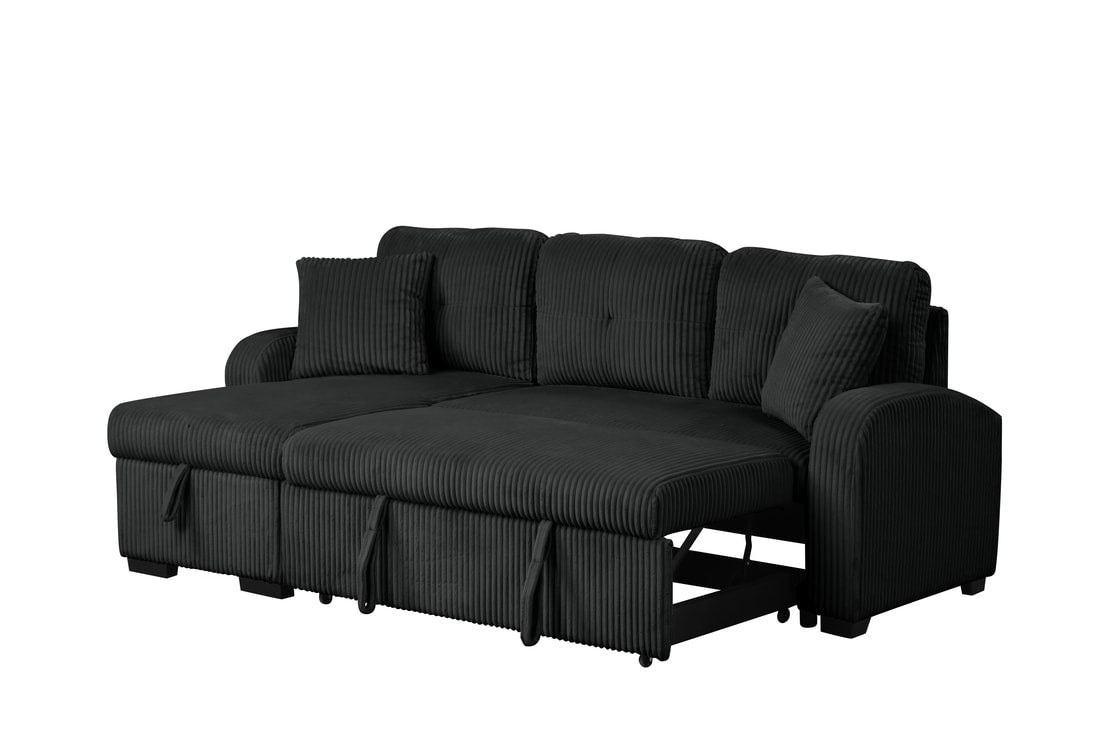 Silvia Black - Reversible Sectional With Pull-Out Bed *NEW ARRIVAL*