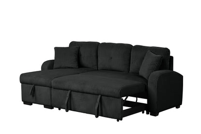 Silvia Black - Reversible Sectional With Pull-Out Bed *NEW ARRIVAL*