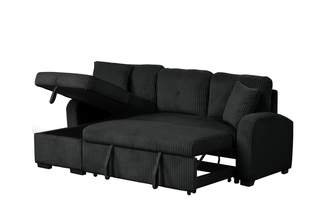 Silvia Black - Reversible Sectional With Pull-Out Bed *NEW ARRIVAL*