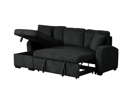 Silvia Black - Reversible Sectional With Pull-Out Bed *NEW ARRIVAL*
